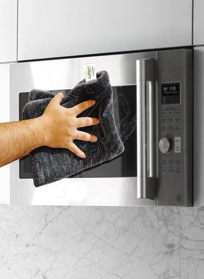 SOFTSPUN Microfiber Cloth for Home - 1600 GSM, 40x60 cms, 1 Pcs, Grey Twisted Loop Super Absorbent Towel - Highly Absorbent Lint and Streak Free Multi Purpose Wash Cloth for Kitchen.… - Image 3