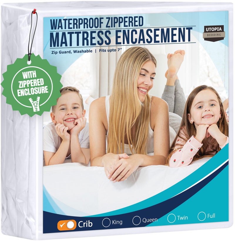 Utopia Bedding Zippered Mattress Encasement Crib 100 Waterproof Bed Bug and Dust Mite Proof Mattress Protector Absorbent SixSided Mattress Cover