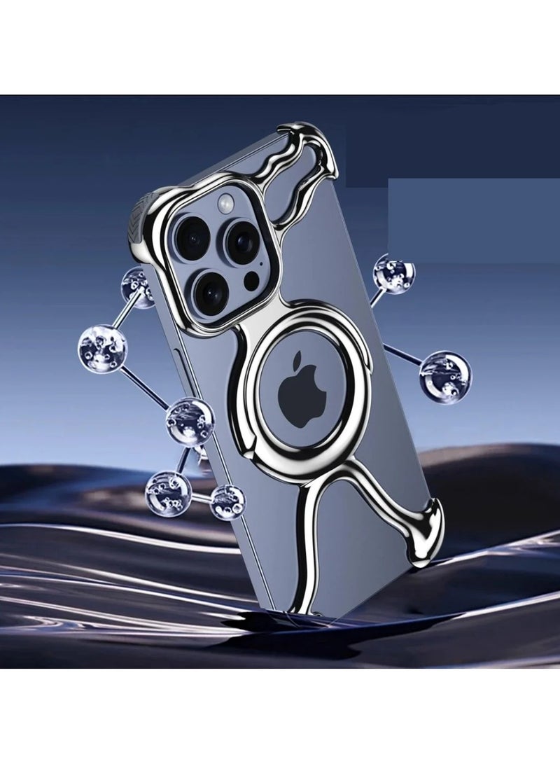 Kannzz Aluminum Alloy Magnetic Corner Phone Case for iPhone 15 - Bare Metal Frameless Protective Bumper Cover - Image 5