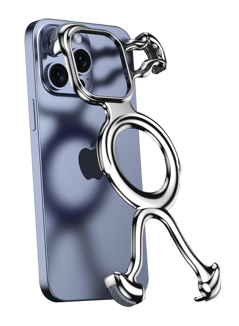 Kannzz Aluminum Alloy Magnetic Corner Phone Case for iPhone 15 - Bare Metal Frameless Protective Bumper Cover - Image 1