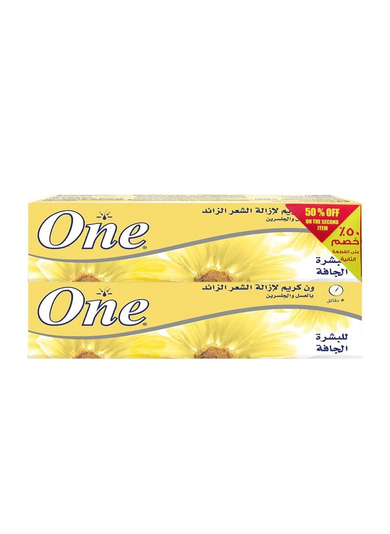 One 2 Pcs Hair Removal Cream with Honey and Glycerin 2x90g 