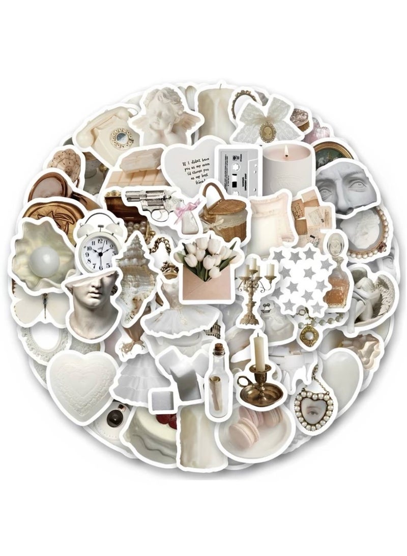 Aura Style 102-Piece Light Academia Vintage Sticker Pack for Women White Aesthetic Antique Decals for Journaling and Laptops - Image 1