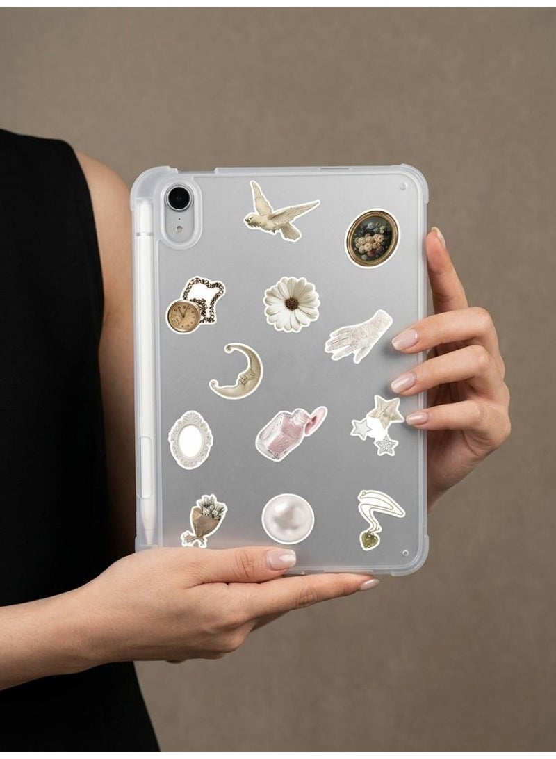 Aura Style 102-Piece Light Academia Vintage Sticker Pack for Women White Aesthetic Antique Decals for Journaling and Laptops - Image 5
