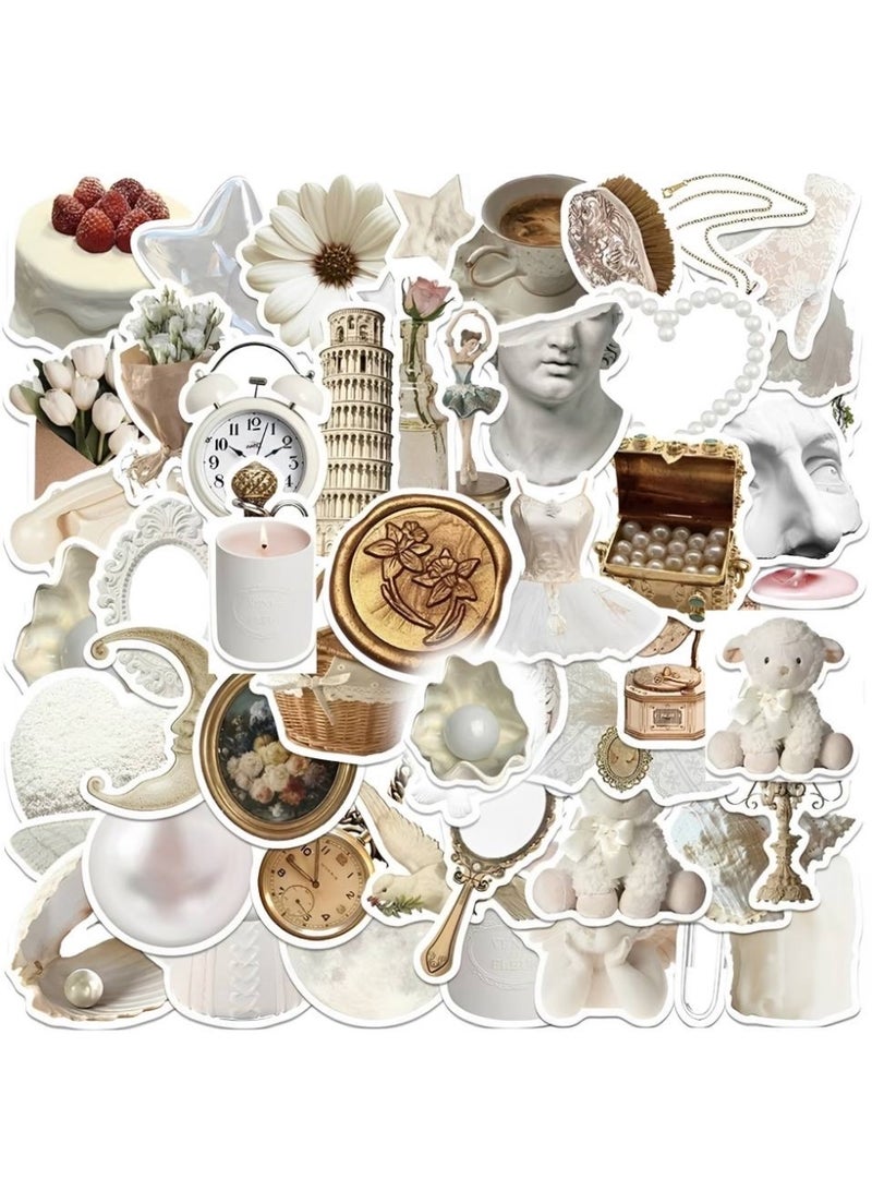 Aura Style 102-Piece Light Academia Vintage Sticker Pack for Women White Aesthetic Antique Decals for Journaling and Laptops - Image 4