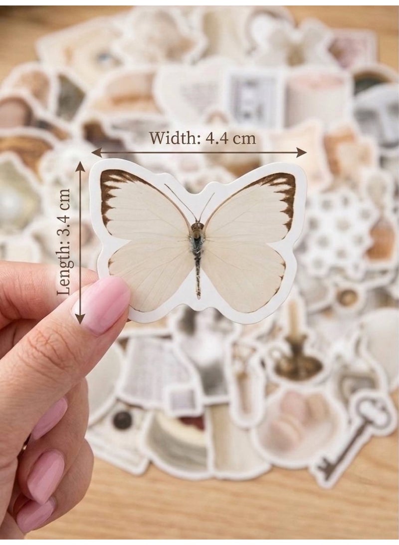 Aura Style 102-Piece Light Academia Vintage Sticker Pack for Women White Aesthetic Antique Decals for Journaling and Laptops - Image 3