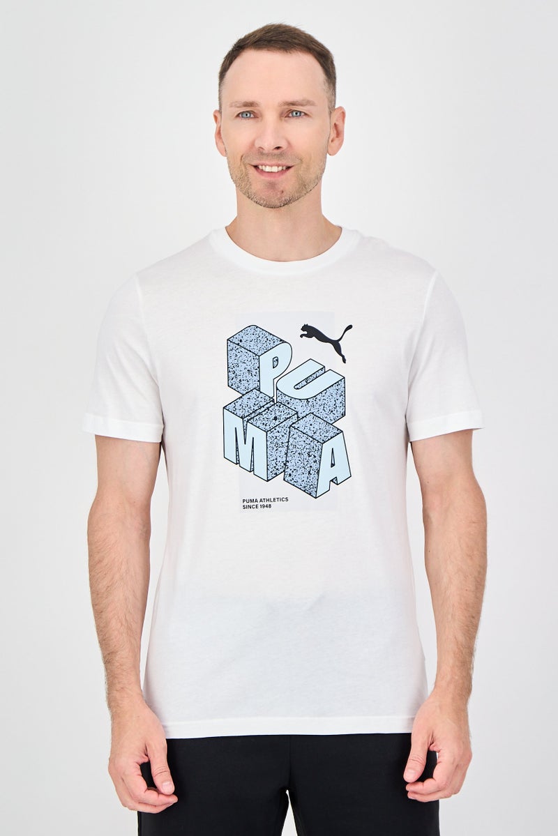 PUMA Men Sportswear Fit Short Sleeve Outdoor T-Shirt, White - Image 1