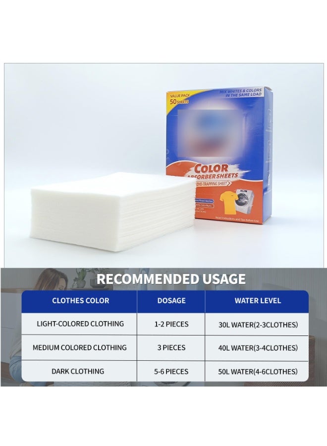 SYOSI Color Absorber Sheets for Laundry, Allow Mixed Washes, Fragrance Free Prevent Color Runs and Maintain Original Color of Clothing, Eco-Friendly, Suitable for Sensitive Skin (50 Count, Pack of 3) - Image 3