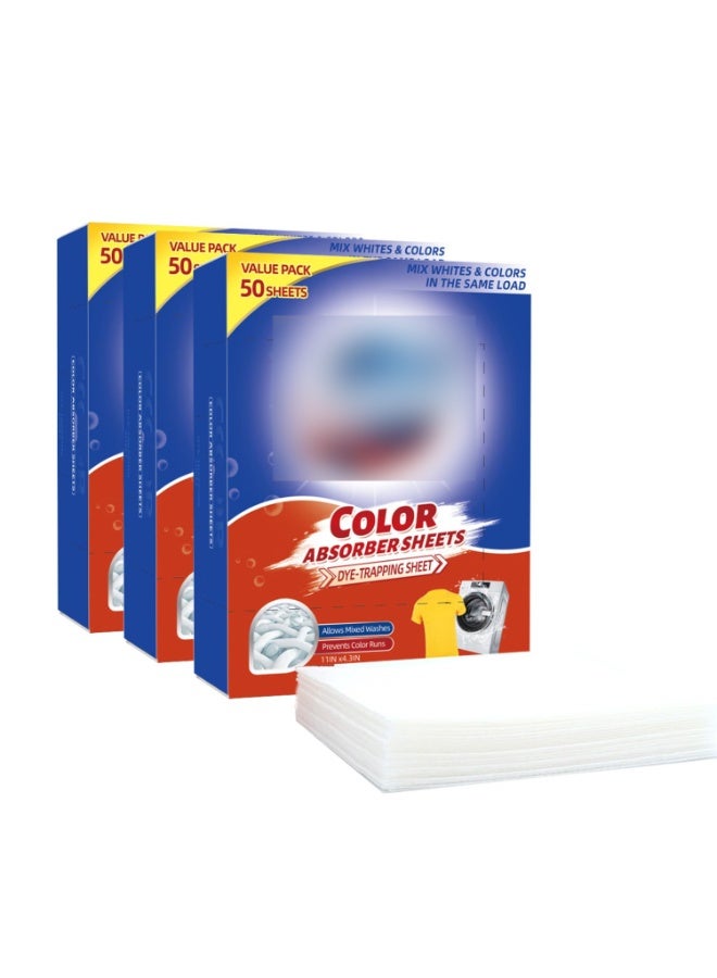 SYOSI Color Absorber Sheets for Laundry, Allow Mixed Washes, Fragrance Free Prevent Color Runs and Maintain Original Color of Clothing, Eco-Friendly, Suitable for Sensitive Skin (50 Count, Pack of 3) - Image 1
