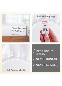 California Design Den California Design Den 100% Cotton Bed Sheets King Size Set - 400 Thread Count Sateen, Deep Pocket King Sheet Set, King Sheets, Cooling King Size Sheets Set, Softer Than Egyptian Cotton Sheets (White)  - Image 4