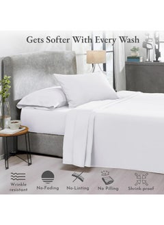 California Design Den California Design Den 100% Cotton Bed Sheets King Size Set - 400 Thread Count Sateen, Deep Pocket King Sheet Set, King Sheets, Cooling King Size Sheets Set, Softer Than Egyptian Cotton Sheets (White)  - Image 5