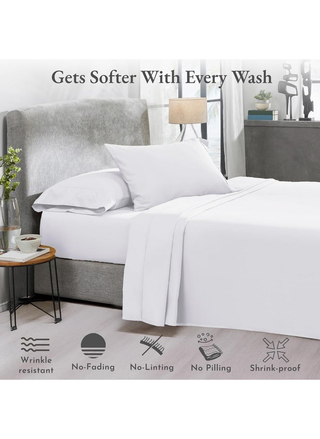 California Design Den - California Design Den 100% Cotton Bed Sheets King Size Set - 400 Thread Count Sateen, Deep Pocket King Sheet Set, King Sheets, Cooling King Size Sheets Set, Softer Than Egyptian Cotton Sheets (White) - Image 1