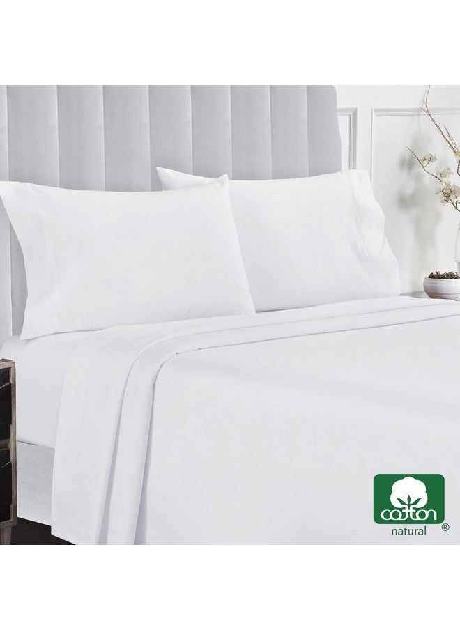 California Design Den - California Design Den 100% Cotton Bed Sheets King Size Set - 400 Thread Count Sateen, Deep Pocket King Sheet Set, King Sheets, Cooling King Size Sheets Set, Softer Than Egyptian Cotton Sheets (White) - Image 1