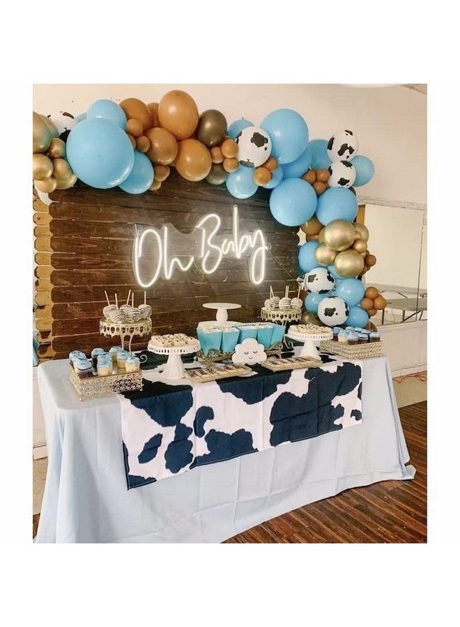 BALONAR 135Pcs Cowboy Blue Balloons Arch Garland Kit With 18/10/5Inch Sand White Coffee Cow Print Farm Animal Gold Balloons For Boy Birthday Party Baby Shower Birthday Supplies (Blue)  - Image 5