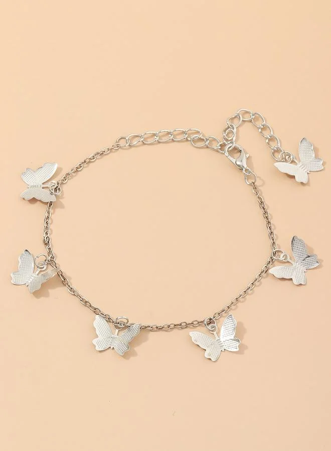 Take Two Silver Tone Butterfly Charm Bracelet