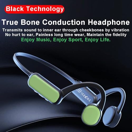 IHAO Swimming Headphones True Bone Conduction Open Ear Headset MP3 Player Built-in 16G Memory IP68 Underwater Waterproof Stereo Bluetooth Earphone for Driving Bicycling Running Skiing-Green - Image 5