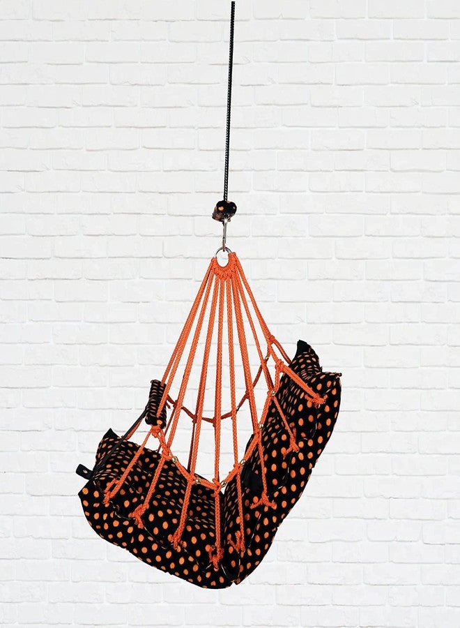 Windson Craft Cotton Baby Hanging Swing for Kids jhula 1-5 Years Swings Cradle Chair uyyala New Born Baby Gifts Foldable and Washable with Safety Belt, Home & Garden (DOTT Orange) - Image 3