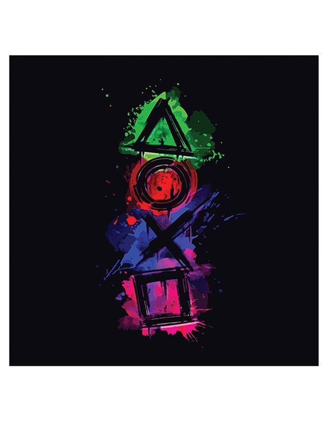 RYN PlayStation Themed Wall Art Black/Red/Green 30x30cm - Image 1
