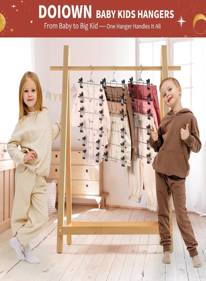 DOIOWN 6-Tier Baby Hangers with Clips - Space Saving Kids Pants Hangers for Babies & Kids Pant,Skirt,Clothe,Adjustable Stainless Steel Toddler Clothes Hanger for Newborn Children Closet Organization - Image 2