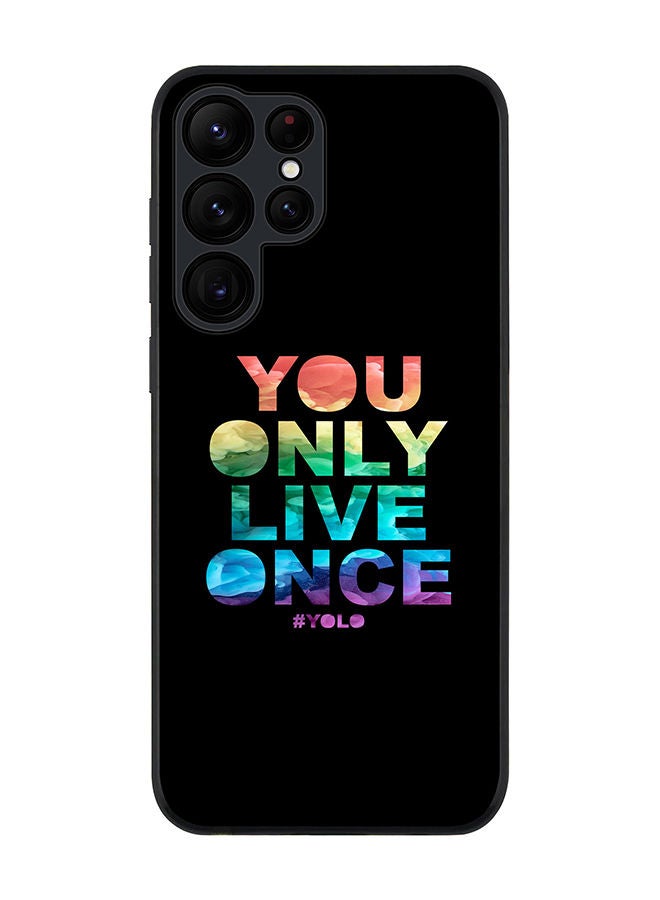 Stylizedd Rugged Black edge case for Samsung Galaxy S22 Ultra 5G Slim fit Soft Case Flexible Rubber Edges Anti Drop TPU Gel Thin Cover - YOLO - Image 1