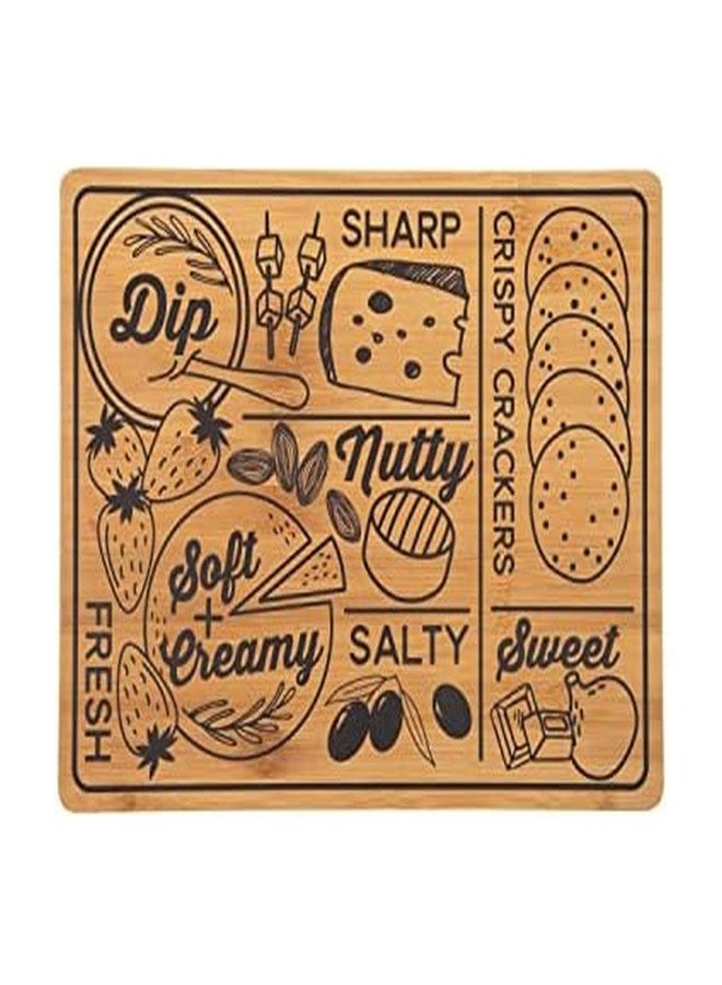 فاربرواير لوح تقطيع فاربروير للجبن والضيافة بمقابض غائرة، لوح تقطيع مطبخ قابل للاستخدام على الوجهين للضيافة وإعداد الوجبات، لوح جبن خشبي مزخرف، 11 بوصة × 14 بوصة، من الخيزران - Image 1