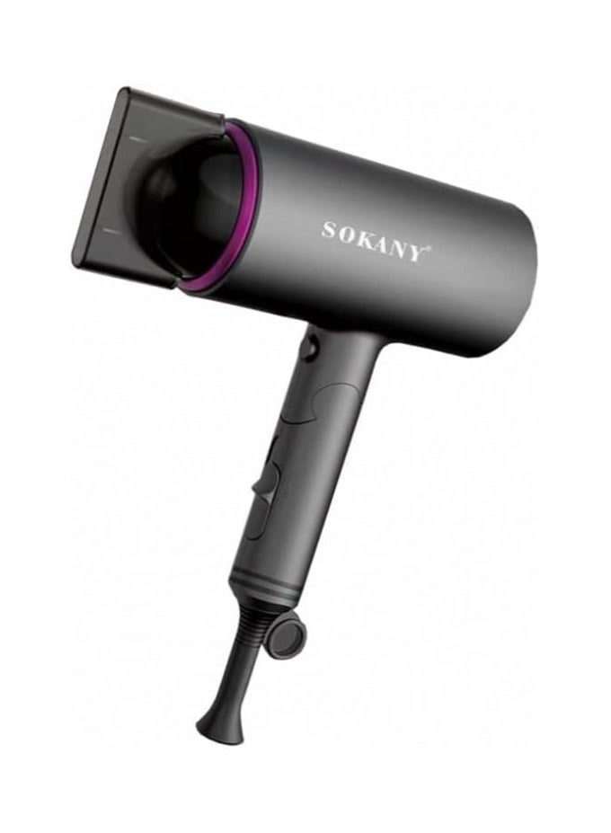 sokany Travel Hair Dryer with Diffuser, Professional Low Noise Lightweight Hair Dryer for Curly Hair Volumizer with 3 Speeds Heat and Cool Settings, Suitable for Women and Men Salon or Home Gift by Sokany, Grey - Image 3