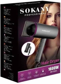 sokany Travel Hair Dryer with Diffuser, Professional Low Noise Lightweight Hair Dryer for Curly Hair Volumizer with 3 Speeds Heat and Cool Settings, Suitable for Women and Men Salon or Home Gift by Sokany, Grey  - Image 4