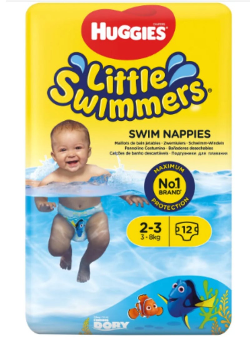 حفاضات هجيز ليتل سويمر مقاس 2-3 - 12 بنطلون - وزن 3 كجم - 8 كجم