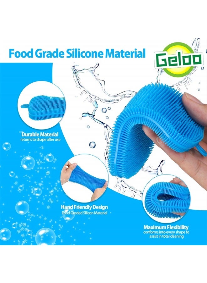 Geloo فرشاة غسل الصحون من السيليكون، فرشاة تنظيف مزدوجة الجوانب للأطباق، أدوات المطبخ والإكسسوارات (3 عبوات) - Image 5