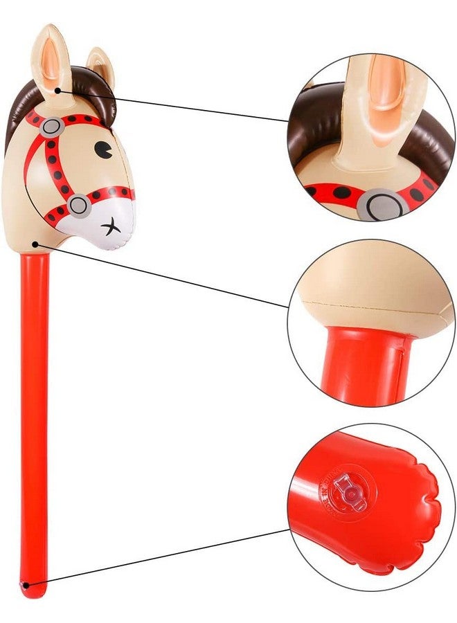 2Pcs Inflatable Stick Horse,Inflatable Horse Head On Stick Horse Costume Pony/Halloween/Western Cowboy/Horse Baby Shower Birthday Party Decorations Supplies Favors Props, 37 Inches (Red)