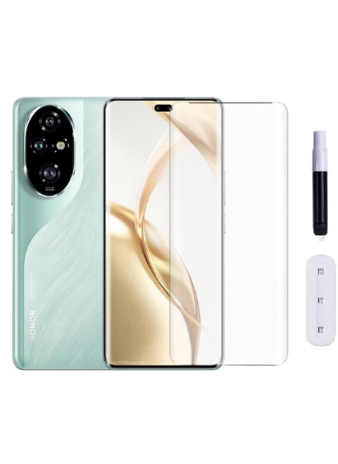 Screen Protector For Honor 200 Pro UV Glass Curved Edges Full Cover Tempered Glass Screen Protector Full Glue Edge to Edge Coverage Anti Scratch Anti Smudge Glass for Honor 200 Pro