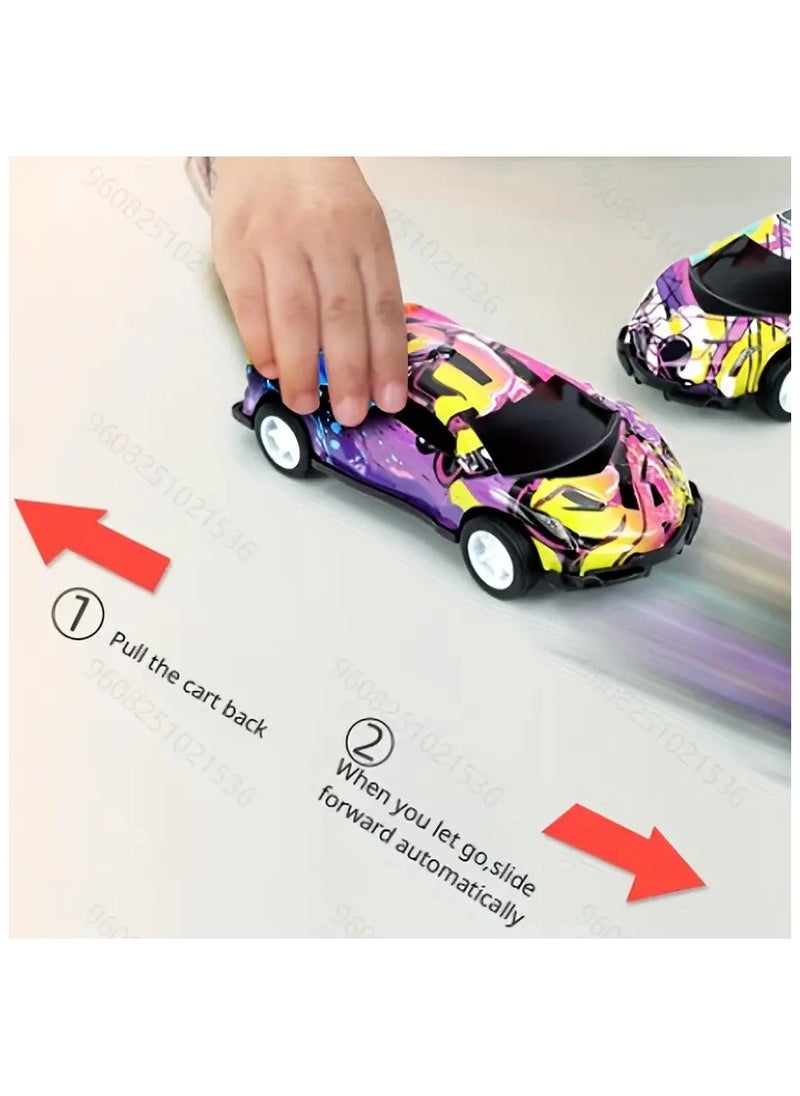 FUN MOMENT - Set of 6 Mini Pull Back Cars in Assorted Colors and Designs - Image 1