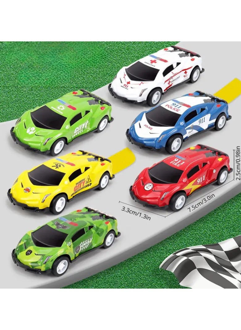 FUN MOMENT - Set of 6 Mini Pull Back Cars in Assorted Colors and Designs - Image 1