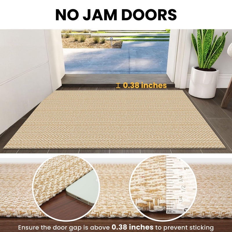 IOHOUZE Washable Runner Rug 2x6 Non Slip Runners for Hallways Entryway Runner Indoor, Kitchen Rugs Woven Cotton Floor Carpet for Kitchen Hall Entrance Bedroom, Warm Beige/Orange/Apricot - Image 2