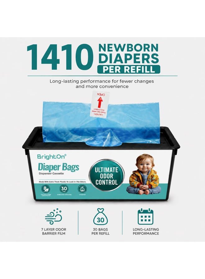 Brighton Diaper Pail Refill Bags Compatible with Genie Easy Roll Signature Diaper Pails, 3-Pack (90 Bags) (Unscented) - Image 2