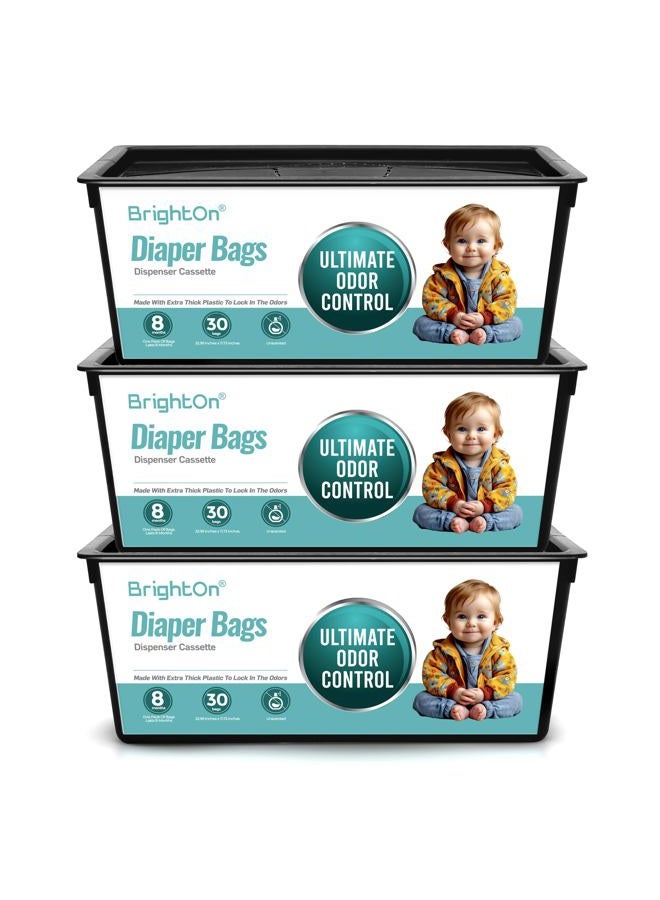 Brighton Diaper Pail Refill Bags Compatible with Genie Easy Roll Signature Diaper Pails, 3-Pack (90 Bags) (Unscented) - Image 1