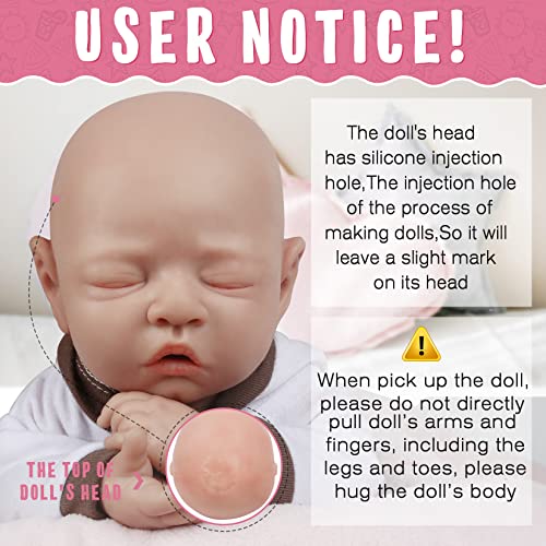 Vollence 18 inch Sleeping Silicone Baby Dolls Girl Weighted 74 lbNOT VinylSilicone Full Body Reborn Lifelike Real Life Realistic Newborn Soft Babies Gift with Feeding Accessories for Kids Age 3 - Image 5