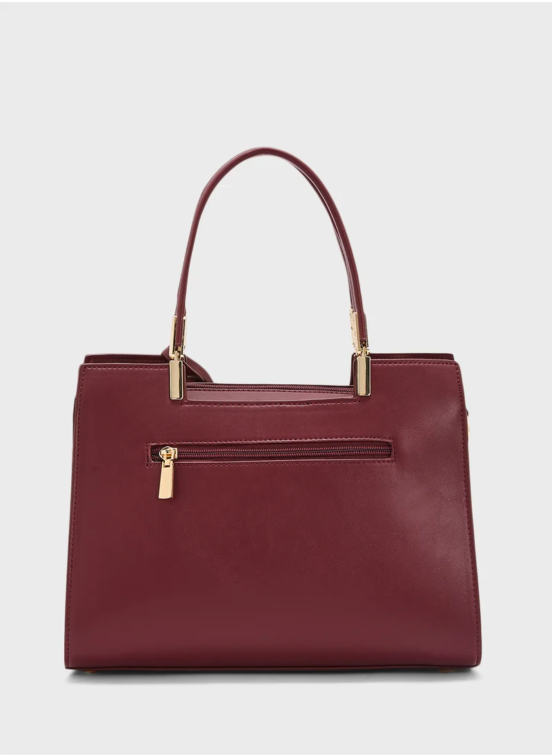 Khizana Stitch Detail Satchel Bag With Fob
