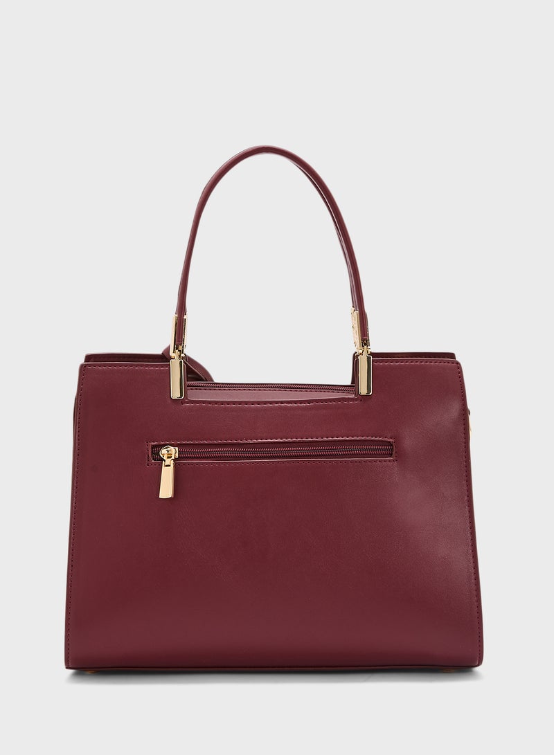 Khizana Stitch Detail Satchel Bag With Fob  - Image 2