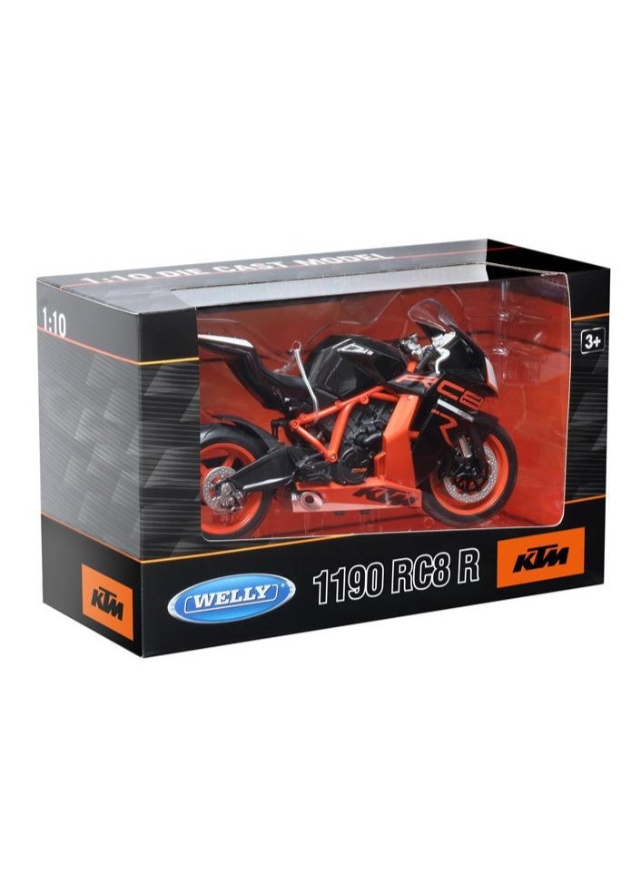 ويلي لعبة نموذج دراجة نارية مصبوبة بمقياس 1:10 طراز 1190 RC8 R - دراجة رياضية باللونين الأسود والبرتقالي - Image 4