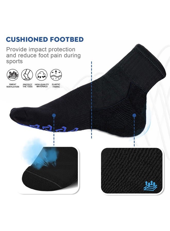 Ozaiic Non Slip Grip Socks for Yoga Home Workout Pure Barre, Pilates, Hospital, Ideal Cushion Socks for Men and Women, 3 Pairs - Royal Blue/Lake Blue/Orange, XL - Image 5