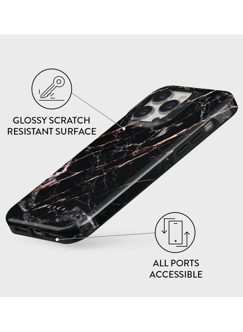 بورجا غطاء هاتف BURGA متوافق مع iPhone 15 PRO MAX - غطاء حماية فاخر بطبقتين: غلاف صلب + سيليكون - تصميم خشبي فاخر "Cooper Wood" - مقاوم للخدوش والصدمات