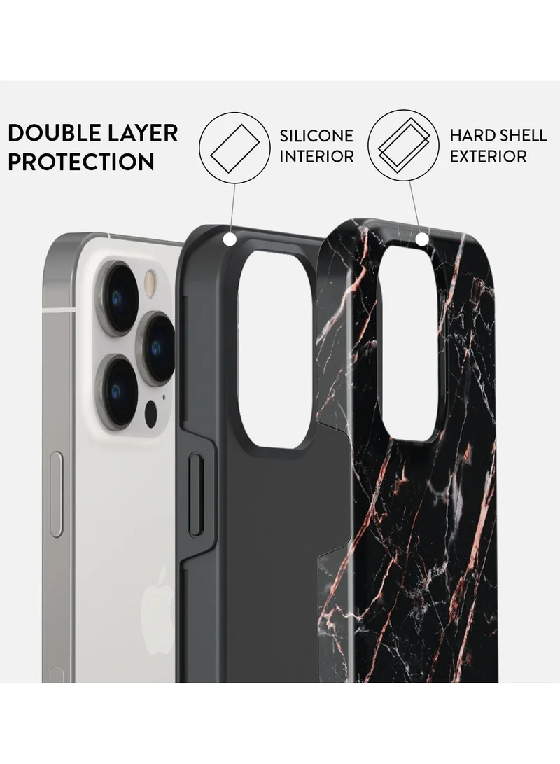 بورجا غطاء هاتف BURGA متوافق مع iPhone 15 PRO MAX - غطاء حماية فاخر بطبقتين: غلاف صلب + سيليكون - تصميم خشبي فاخر "Cooper Wood" - مقاوم للخدوش والصدمات