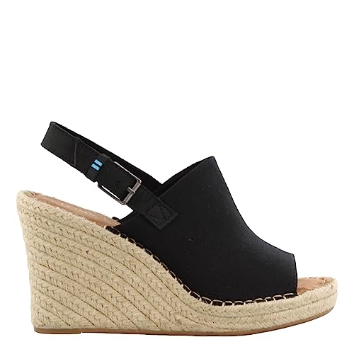 TOMS Women's Monica Slingback Wedge Sandal Black Oxford Canvas/Suede 5 M - Image 2