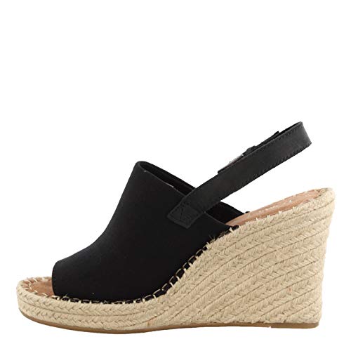 TOMS Women's Monica Slingback Wedge Sandal Black Oxford Canvas/Suede 5 M - Image 4