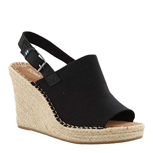 TOMS Women's Monica Slingback Wedge Sandal Black Oxford Canvas/Suede 5 M - Image 1