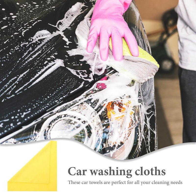 TIDTALEO Microfiber Car Washing Towels and Kitchen Cleaning Cloths 3pcs Set Yellow Super Absorbent Dust Removal Fiber Towels for Household and Automotive Use - Image 3