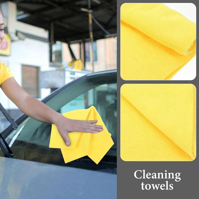 TIDTALEO Microfiber Car Washing Towels and Kitchen Cleaning Cloths 3pcs Set Yellow Super Absorbent Dust Removal Fiber Towels for Household and Automotive Use - Image 4