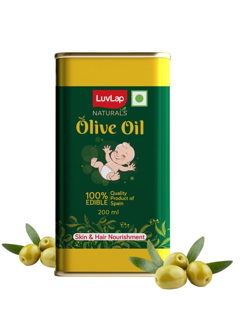 Luvlap LuvLap Naturals Baby Body Massage Olive Oil, 200 ML, Spanish Premium Olive Oil, Enhances Bone & Muscle Strength, 200 ML  - Image 1
