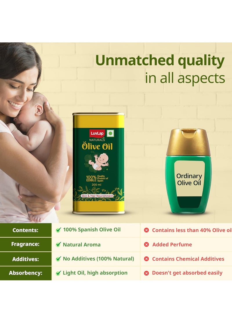 Luvlap LuvLap Naturals Baby Body Massage Olive Oil, 200 ML, Spanish Premium Olive Oil, Enhances Bone & Muscle Strength, 200 ML  - Image 5