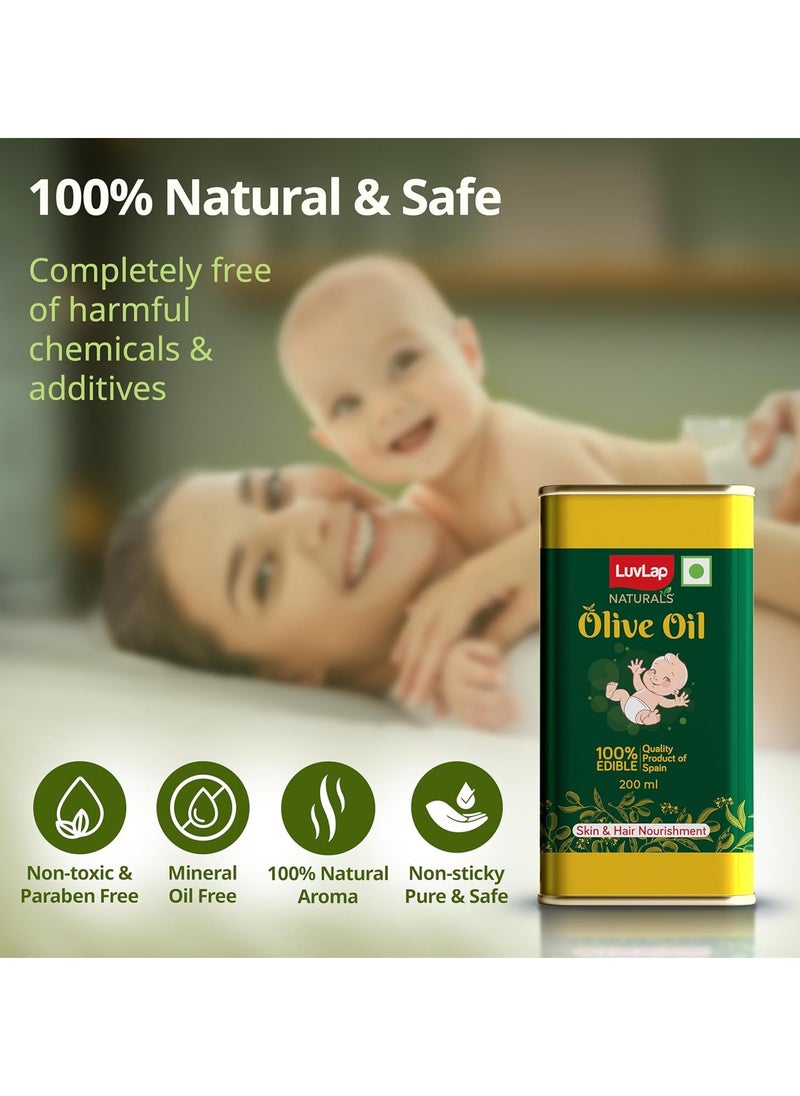 Luvlap LuvLap Naturals Baby Body Massage Olive Oil, 200 ML, Spanish Premium Olive Oil, Enhances Bone & Muscle Strength, 200 ML  - Image 4